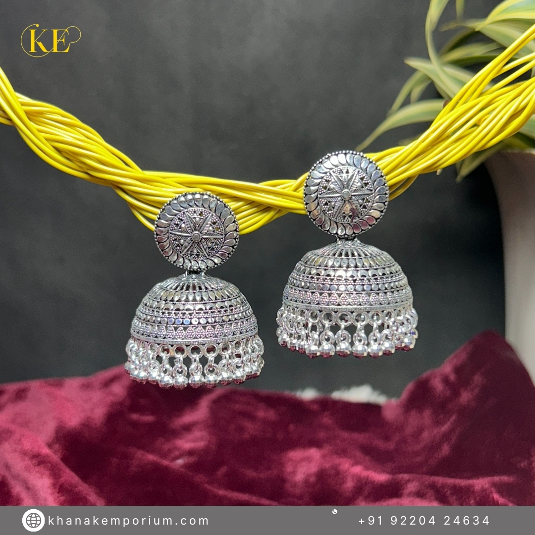 Aranya Heritage Jhumka – Silver Shine