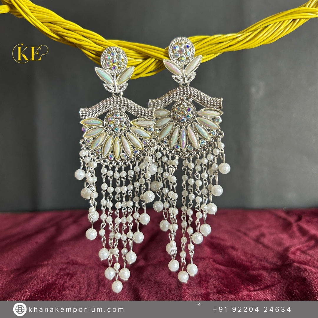 Maharani Meenakari Chandbali – Moonlit Pearl – Ethereal and graceful for serene elegance