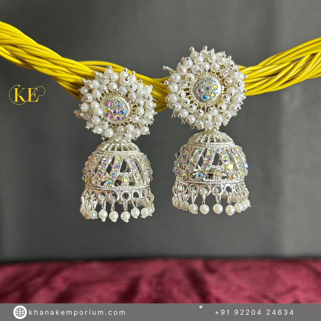 Regal Pearl Delight Jhumka – Pearl White – Classic and versatile, a subtle sparkle for any attire