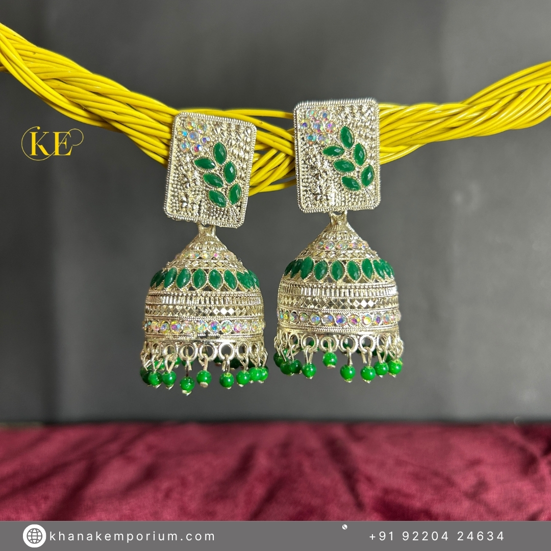 Rajwada Radiance Jhumka – Emerald Green – Elegant and Soothing with a Royal Touch