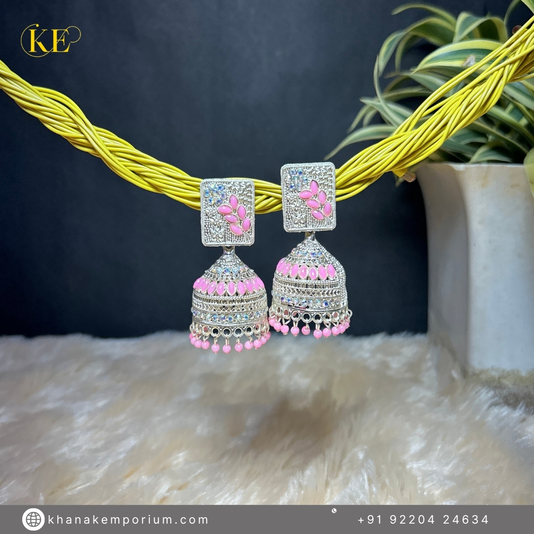 Rajwada Radiance Jhumka – Rose Pink