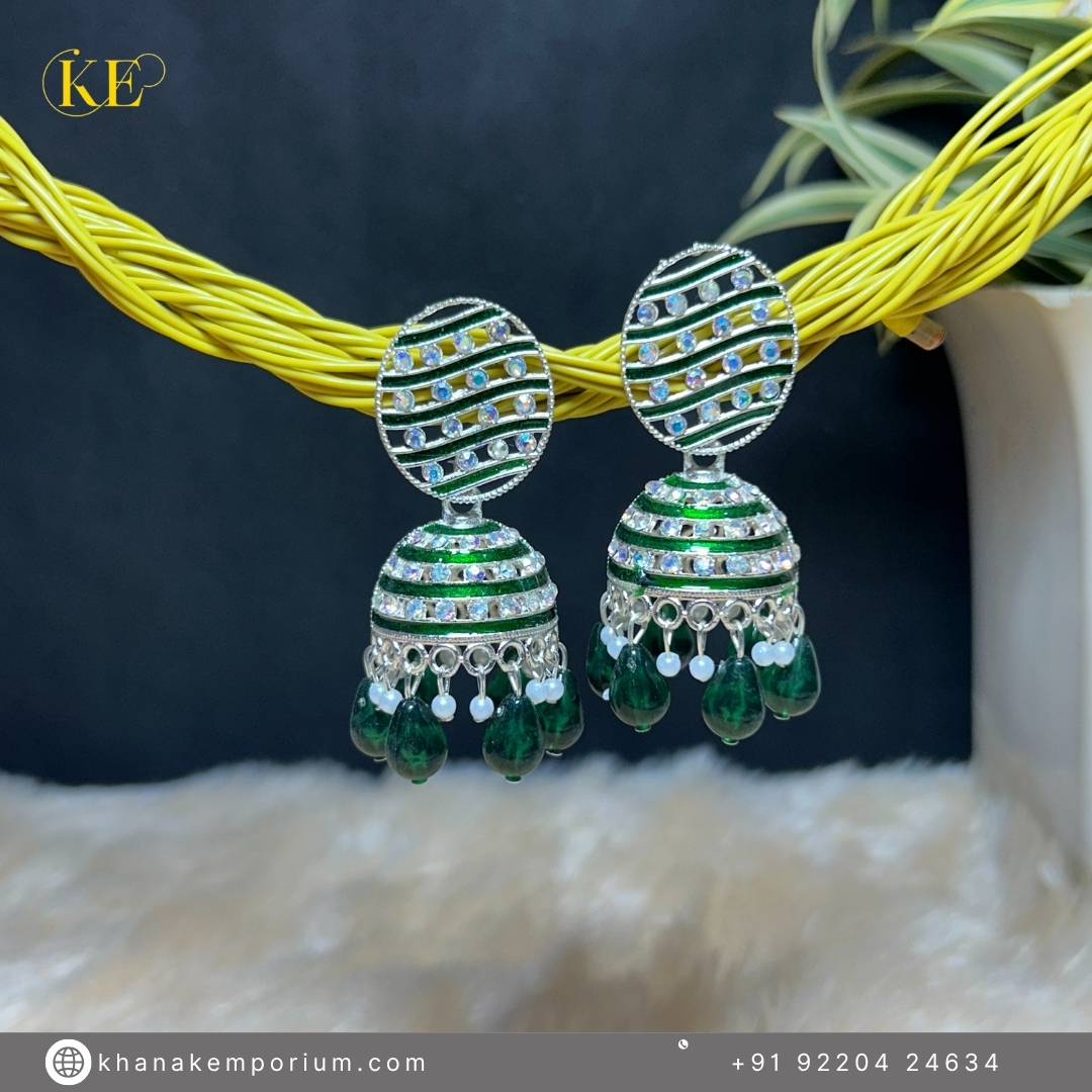 Royal Prism Dome Jhumka – Forest Green – A regal tone inspired by nature’s depth