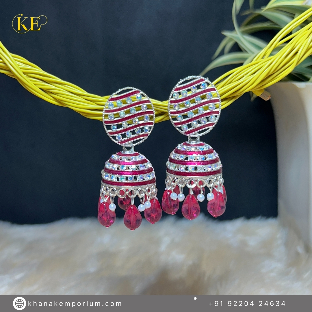 Royal Prism Dome Jhumka – Rose Pink – Soft, feminine, and effortlessly graceful