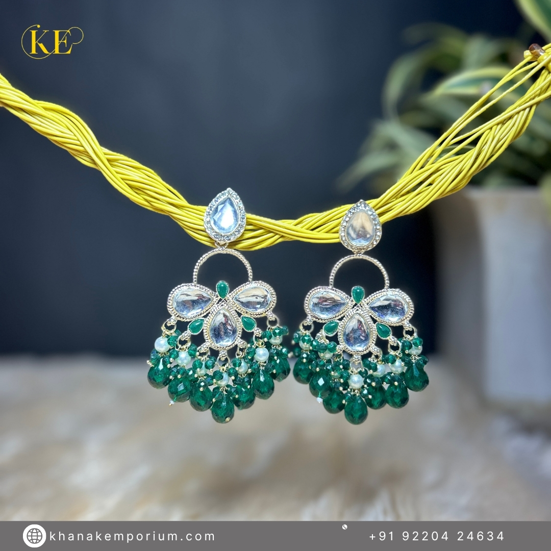 Emerald Aura Chandbali – Emerald Green – Regal and Refreshing Elegance